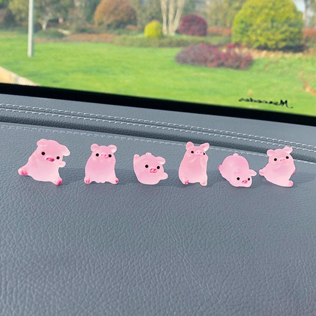 10 piece set of luminous mini pig resin ornaments, a fantasy themed decorative collectible, suitable for indoor and outdoor use,