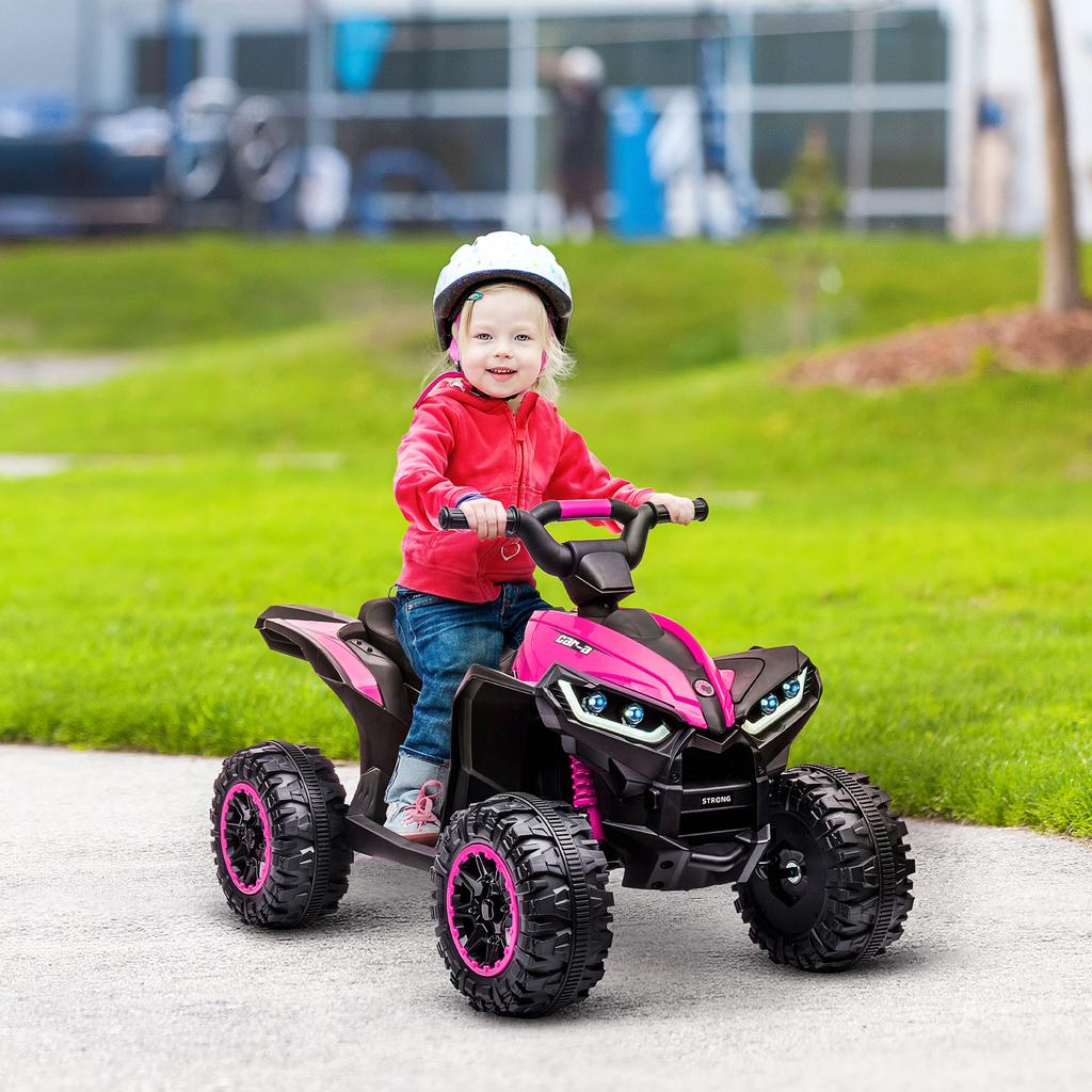Electric Quad Bike for Children Ages 3-5, 12V Battery Powered Electric Vehicle with 2 Motors, 83x53x55.5 Cm, Pink