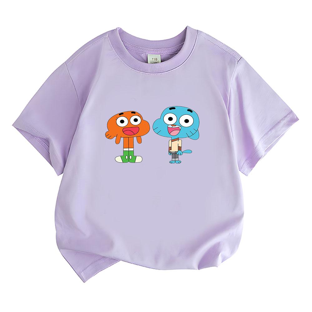 The Amazing World of Gumball Children's T-shirt 100% Cotton Cartoon Tees Boys Girls Anime Clothes Summer Short Sleeve Kids Top