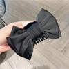 Korean Black Double-Sided Bow Hair Clip with Large Shark Clasp for Women