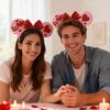 Valentinstag Stirnband Glitzer Rot Rosa Herz Haarband Glänzend Niedlich Ohr Haarschmuck für Valentinstag Geburtstag Hochzeitsfeier Kostüm