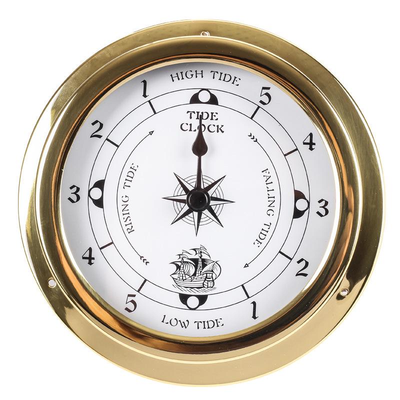 J81 Clock Weather Station with 4-Dial Barometer, Copper Case, 45mm, Includes Temperature & Humidity Meter for Ships