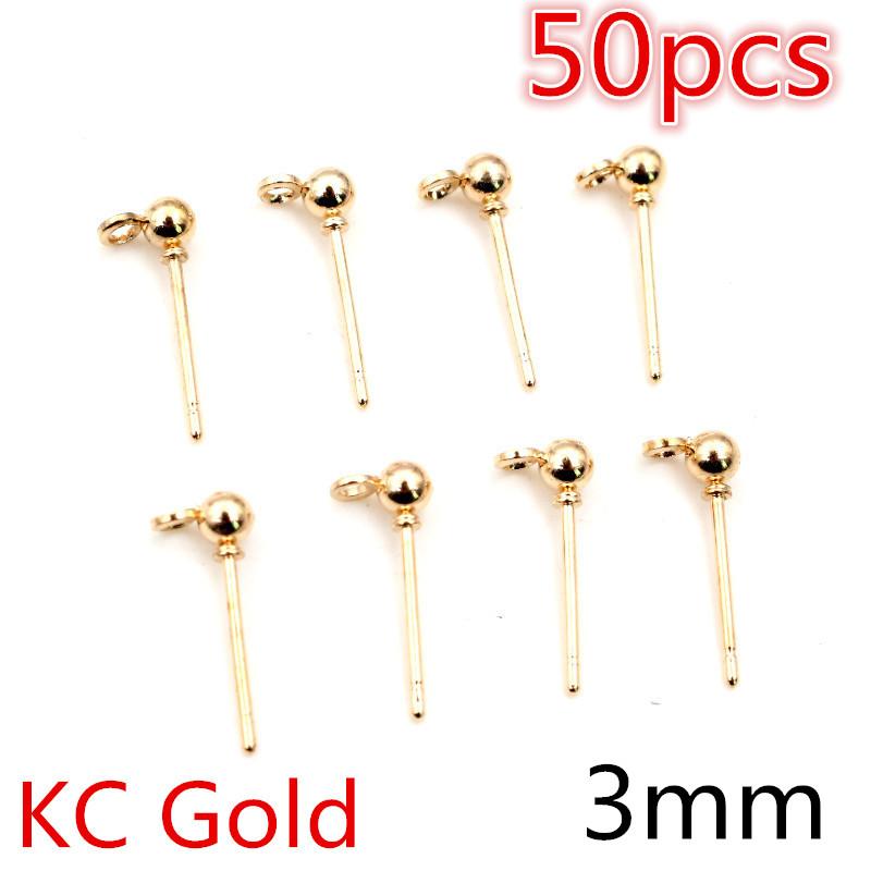 

30-50pcs 3/4/5/6mm Gold Silver Plated Pin Findings Stud Earring Basic Pins Stoppers Connector For DIY Jewelry Making Accessories