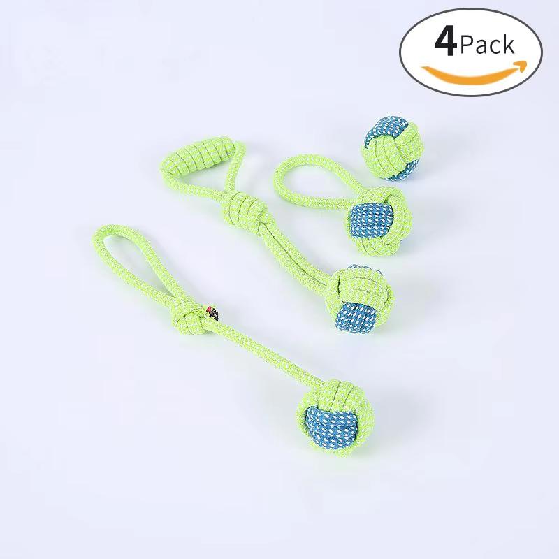 4PCS Pet Supplies Bite-Resistant Cotton Rope Toy Cat And Dog Teeth Cleaning Knot Ball Toy Set