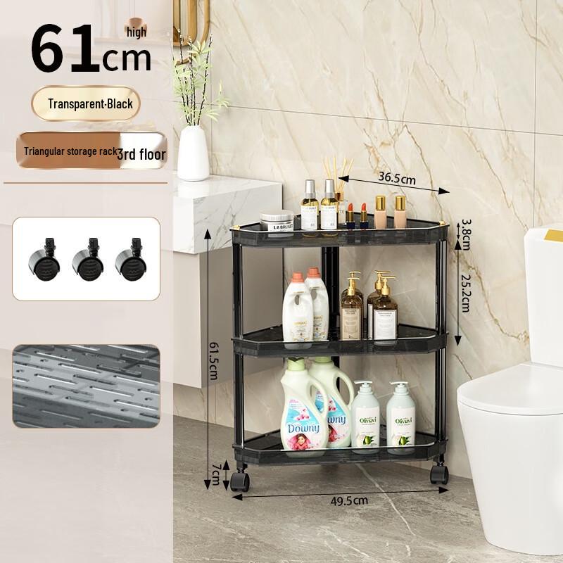 Многоярусная угловая полка для ванной на колесиках