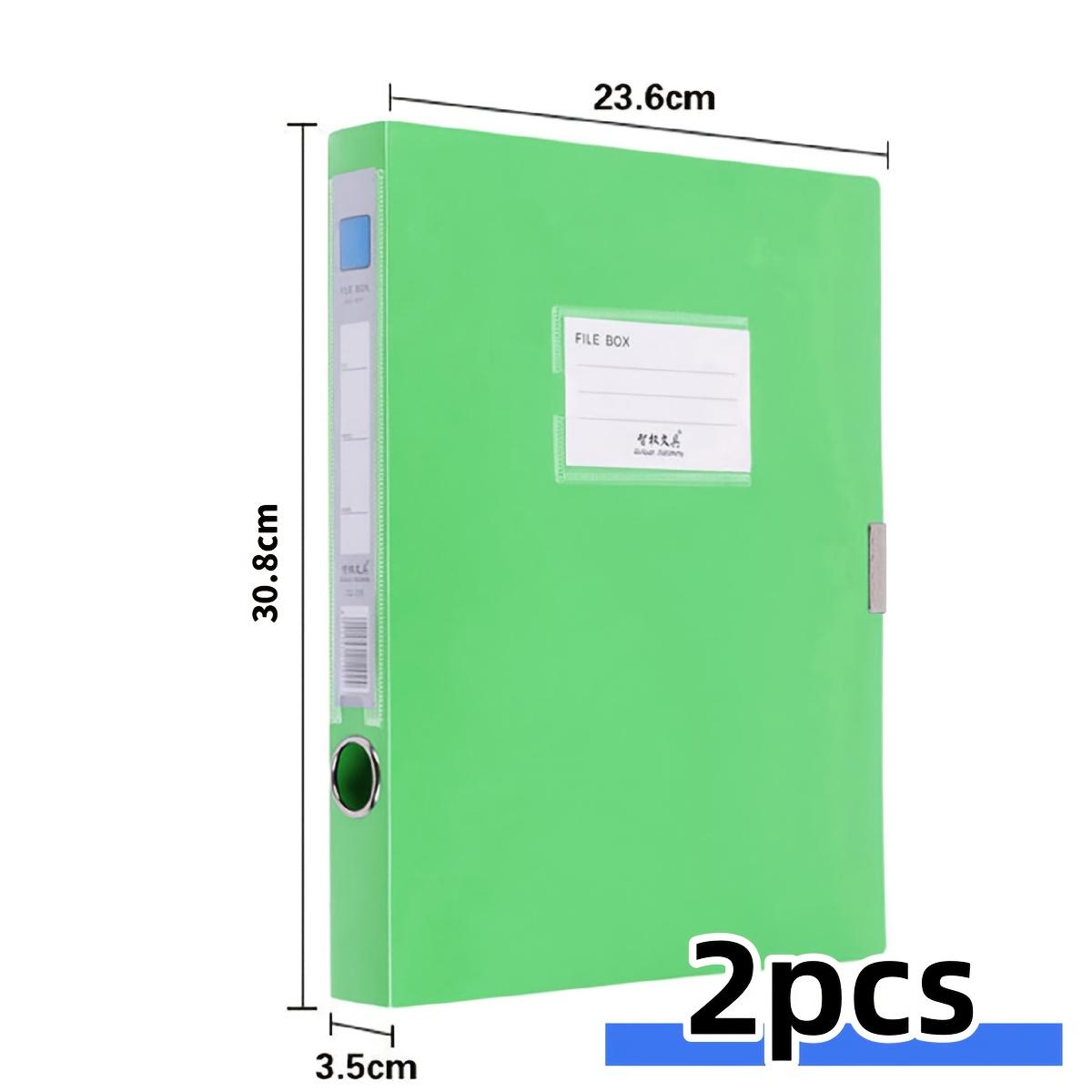 

2pcs A4 Colorful File Boxes, Foldable Folder Organizers, Large Capacity for Financial Vouchers with Side Labels, Office Supplies