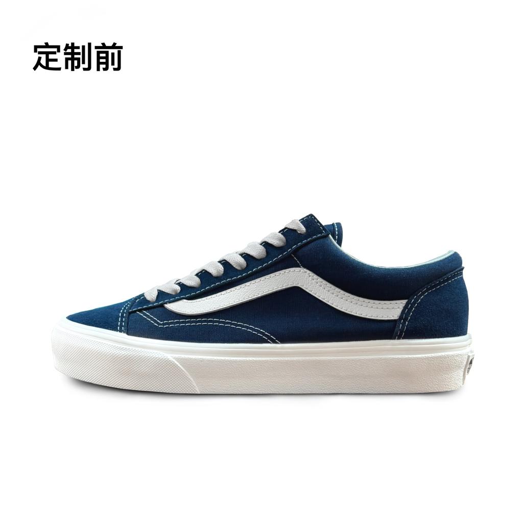 Vans Style 36 Fabric Abrasion Resistant Abrasion Resistant Low top Skateboard Shoes Unisex Blue White VN0A3DZ3RFL(Team613-)