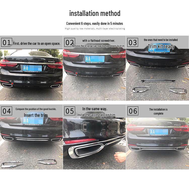 BMW 7 Series Rear Lip & Exhaust Decorative Strips for 730Li, 740Li, 750LI by Mansory