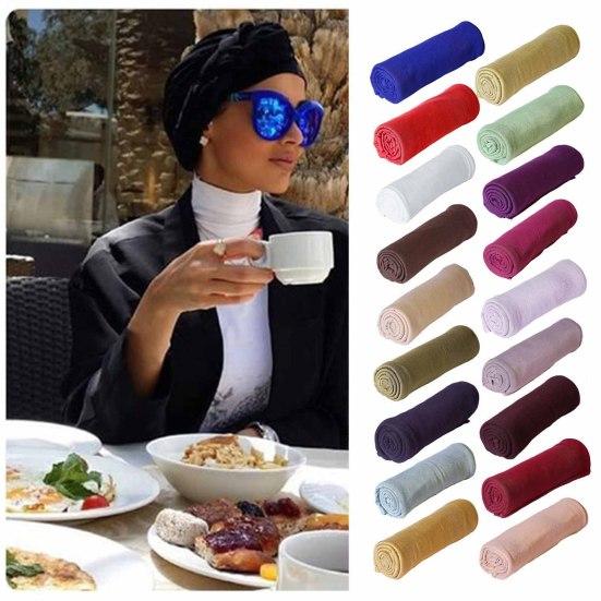Turban Hat Pure Color Mercerized Cotton Soft Head Wrap Windproof Warm Elastic Travel Head
