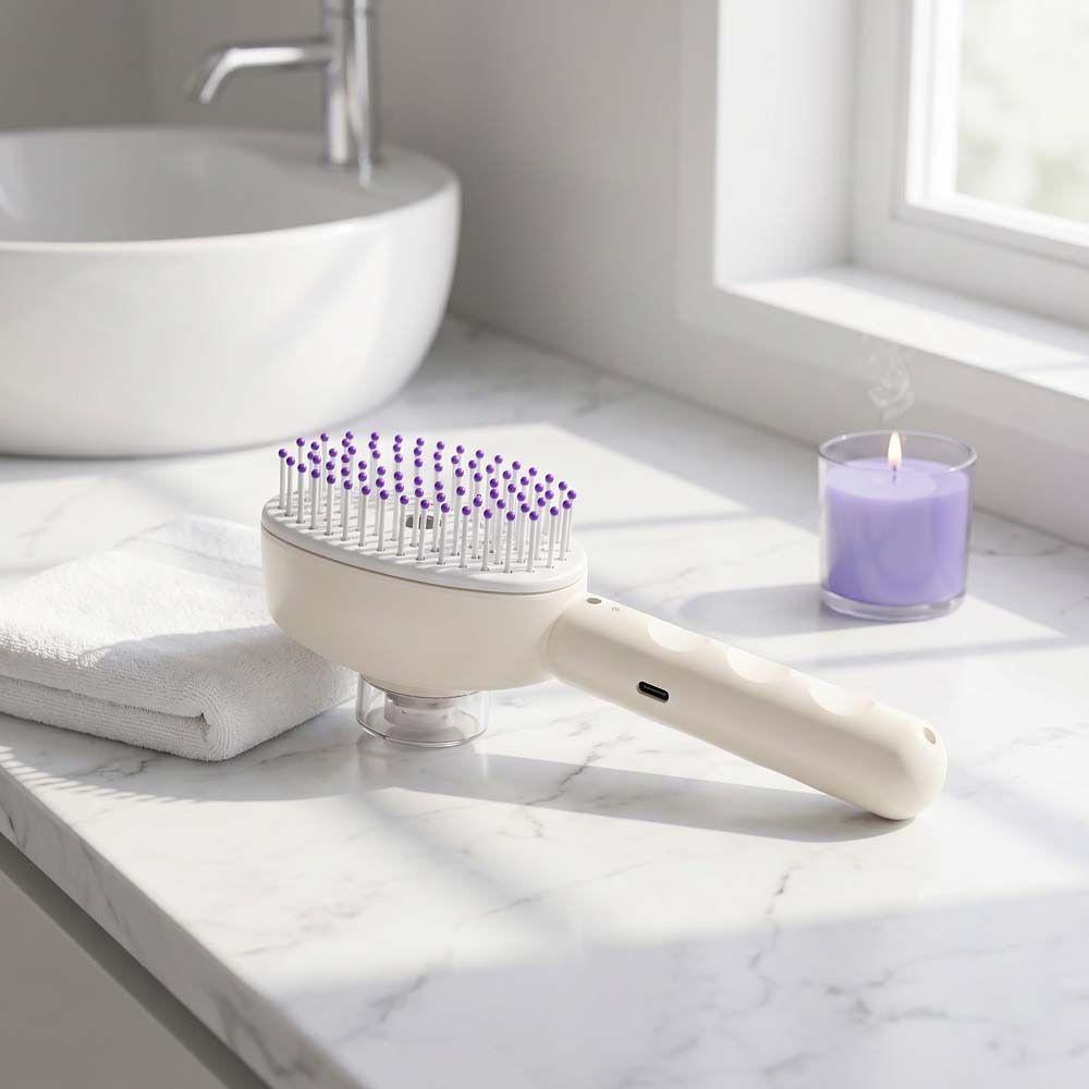 Anti-Frizz Large Tank Electric Spray Hair Brush Multi-Function 2-In-1 Misting Hair Brush Women