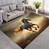 Wild Running Horses Sunset Grassland Print Area Rug Wildlife Animal Non‑Slip Rectangular Floor Mat Horse Lover Gaming Room Living Bedroom Decor Rug
