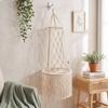 Macrame Cat Hammock Handwoven Hanging Pet Bed with Tassels for Cats, Small Pets,