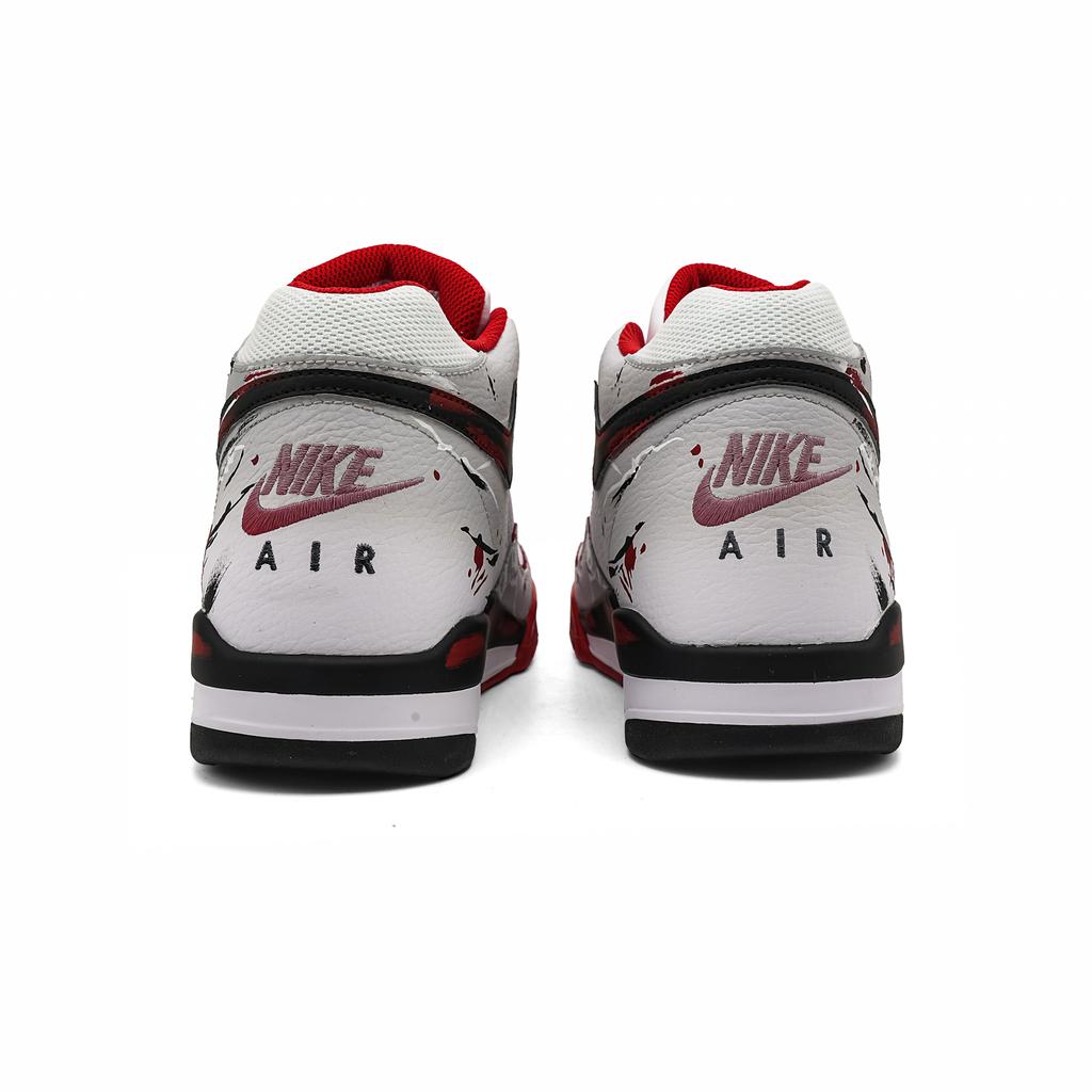 Nike Flight Legacy Crack Coverage Support Height Increasing High top Vintage Basketball Shoes Men's Red White BQ4212-100(Team861-)