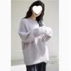 Soft Mink Cashmere Pullover Sweater - Women's Autumn/Winter Cozy Style Milk Knitted Cardigan Thickened Top