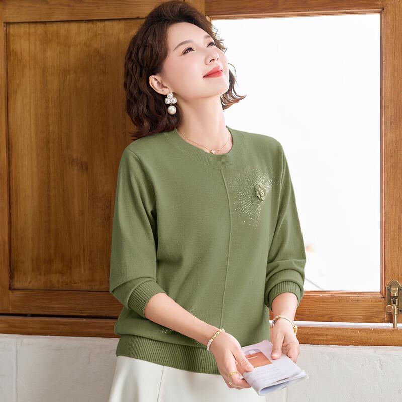 Women s Floral Rhinestone Knitted Sweater L
