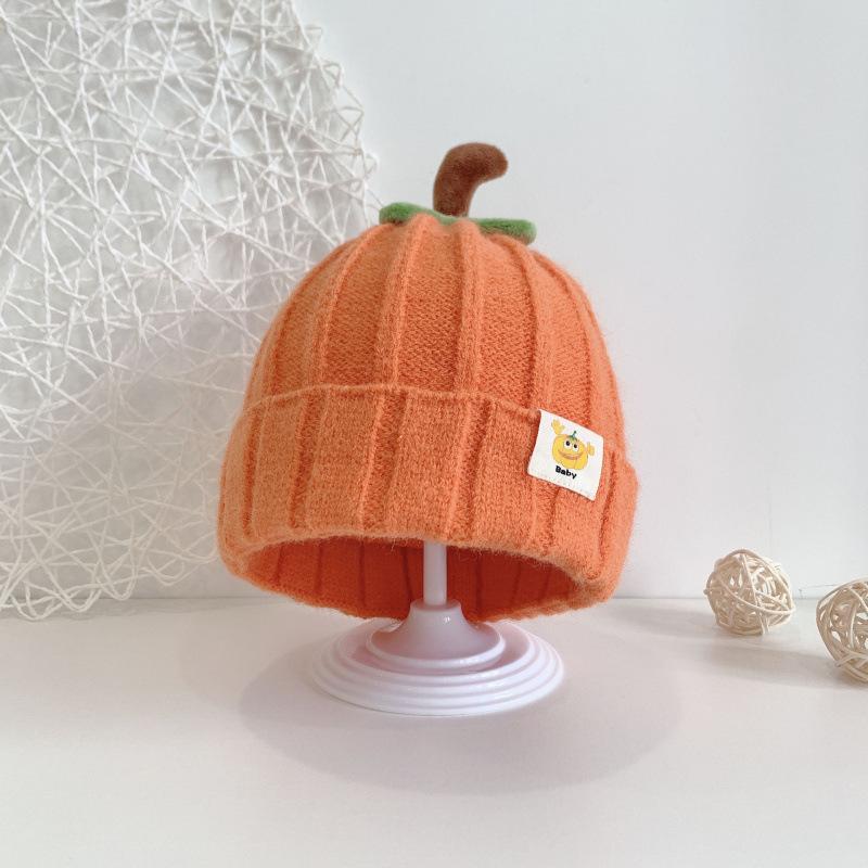 

Cute Cartoon Newborn Warm Hats Sweet Funny Pumpkin Infant Baby Protection Head Cap Autumn Winter Soft Crochet Bonnet 0-2 Year