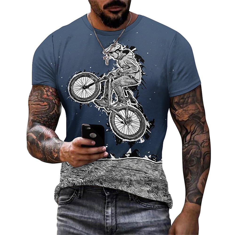 Vintage Bike Graphic T Shirt for Men Clothing 3D Printed Bicycle T-Shirt Gym Sport Tops Tee Streetwear Men Clothes Short Sleeve
