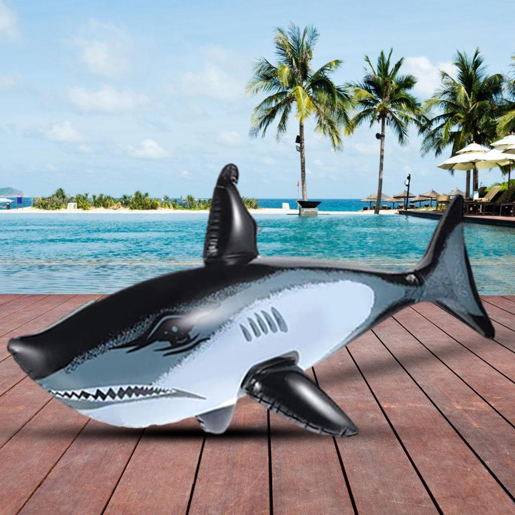 2PCS Inflatable Shark Float Cartoon Pool Raft for Kids Garden Water Pool Toy Foldable Leakproof Child Beach Play Favor