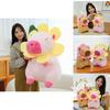 Adorable Pink And Brown Sunflower Capybara Plush Toy Soft Pillow For Kids And Girls