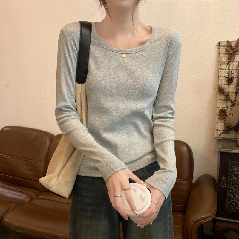 

Новый корейский ленивый стиль наряд внутренний слой с длинным рукавом свитер для женщин осень и зима повседневный короткий топ 2XL