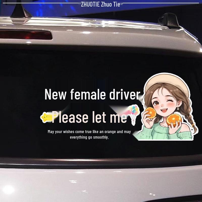New Female Driver Reflective Warning Sticker – Please Let Me Pass, All the Best