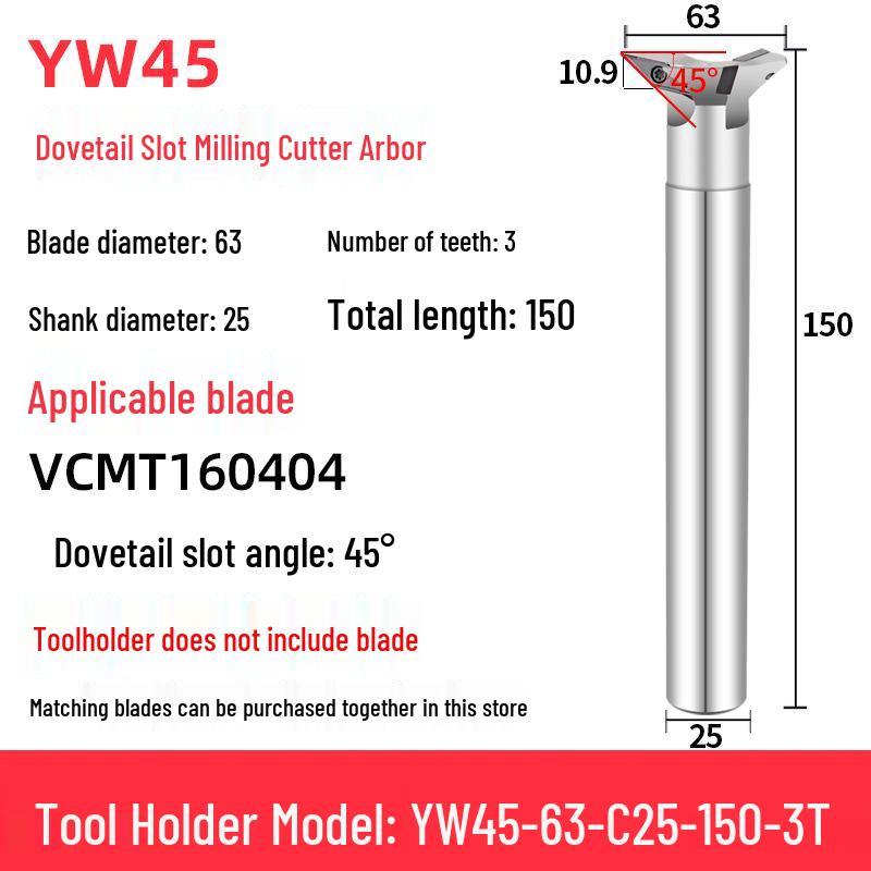 45°-75° CNC V-Shaped Dovetail Groove Milling Cutter with Inner Hole