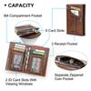 Cartera Monedero Portatarjetas de Cuero Genuino CONTACT'S para Hombre Fundas para Tarjetas con Bloqueo RFID con Bolsillo con Cremallera Portatarjetas de Identificación Cartera Pequeña de Hombre