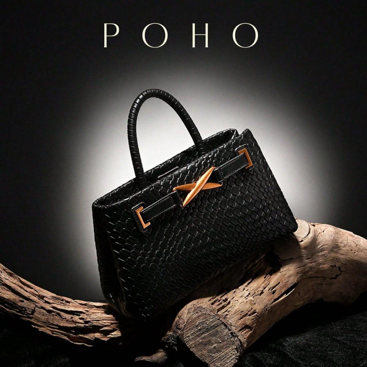 

Женская большая плетеная сумка - Высококлассный, классический и модный аксессуар 29.5 x 25 x 10 cm чёрный