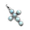 Larimar Gemstone Cross Pendant, Handmade Designer Pendant, Solid 925 Sterling Silver Pendant, Birthstone Gift