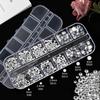12 Color Transparent Nail Art Rhinestones Kit With 6 Shapes For DIY Manicure Includes Tweezers And 3 Glues