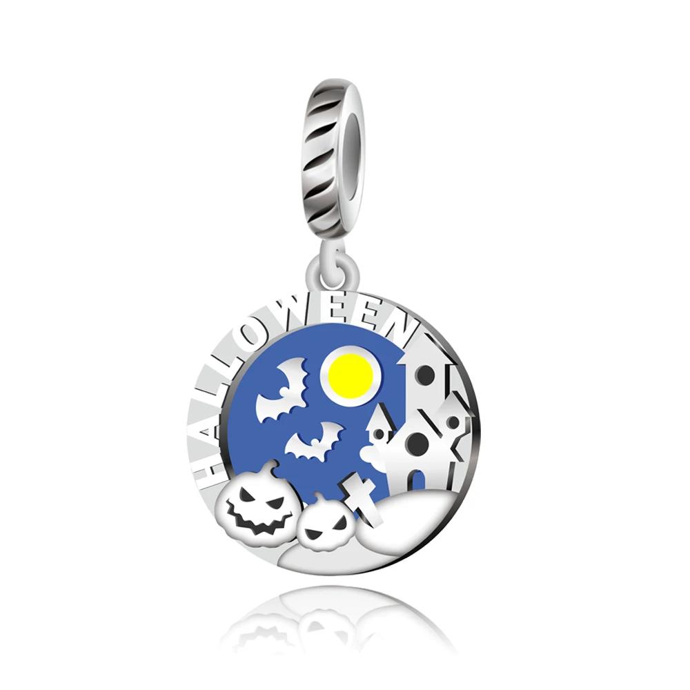 Halloween Charms Gothic Witch,Pumpkin Cute Bat Skull Beads Charm Fits Brand Bracelet Necklace Fine Halloween Jewelry Gifts