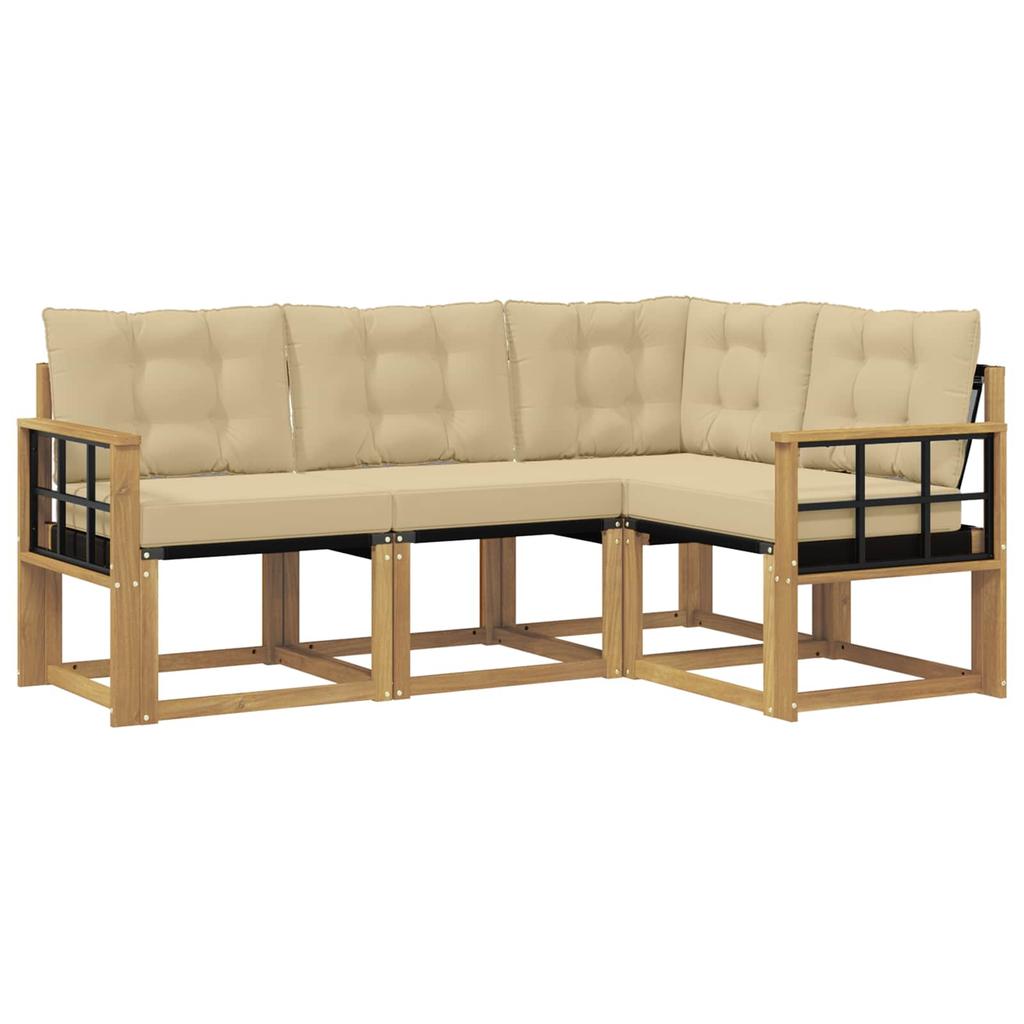 Outdoor Sofa Set with Cushions 4 pcs White and Beige