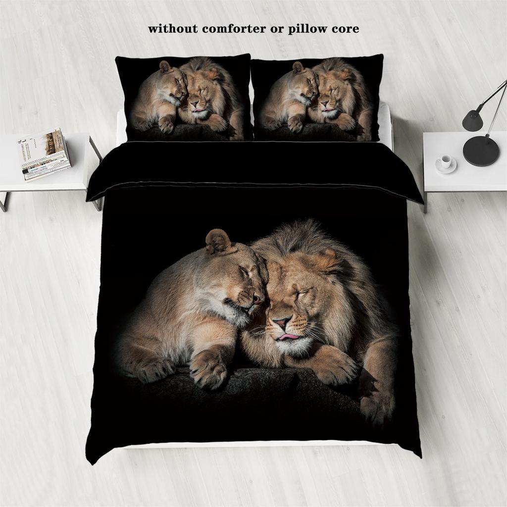 3D Digital Star Lion Polyester Three-Piece Quilt Cover Bedding Quilt Cover Pillowcase