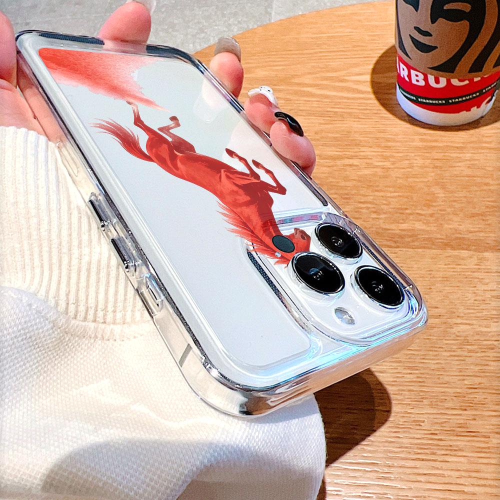 Red Horse Rearing on Rock Phone Case for Xiaomi Redmi Note 15 14 13 12 11 10 9 8 7 Pro Plus Soft Shockproof Protective Cover