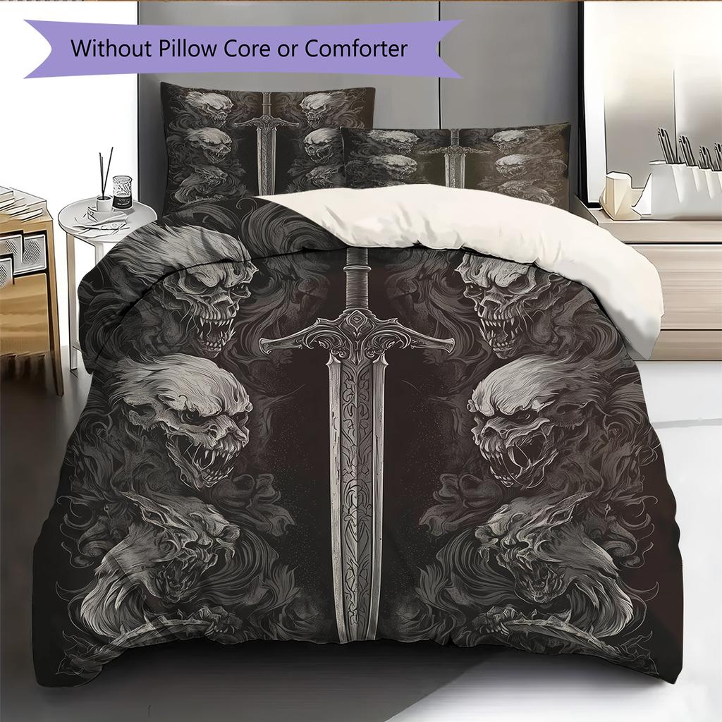 Sword Pattern Bedding Quilt Set Home Decoration Gift (1 * Duvet Cover + 2 * Pillowcase Without Core)
