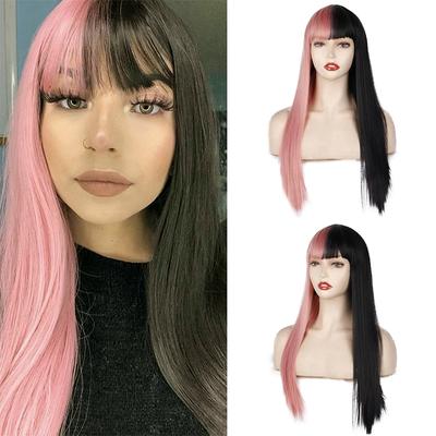 Synthetische lange gerade Perückenverlängerung mit Pony weiches Haar Perücken für Frauen Cosplay Party verwenden