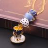 Women Fashion Hand Painted Enamel Teacup Pendant Necklace Long Chain Jewelry