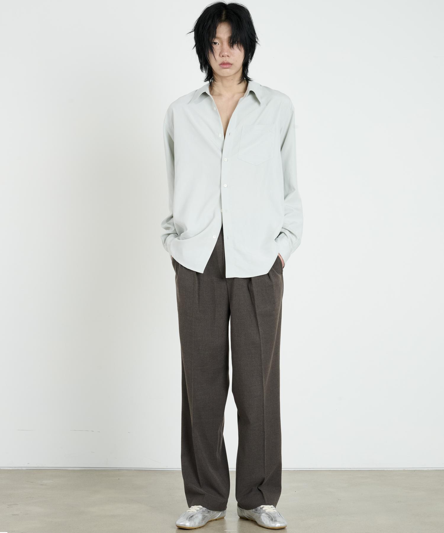 The Dusty White Mint Grey Tencel Standard Shirt L