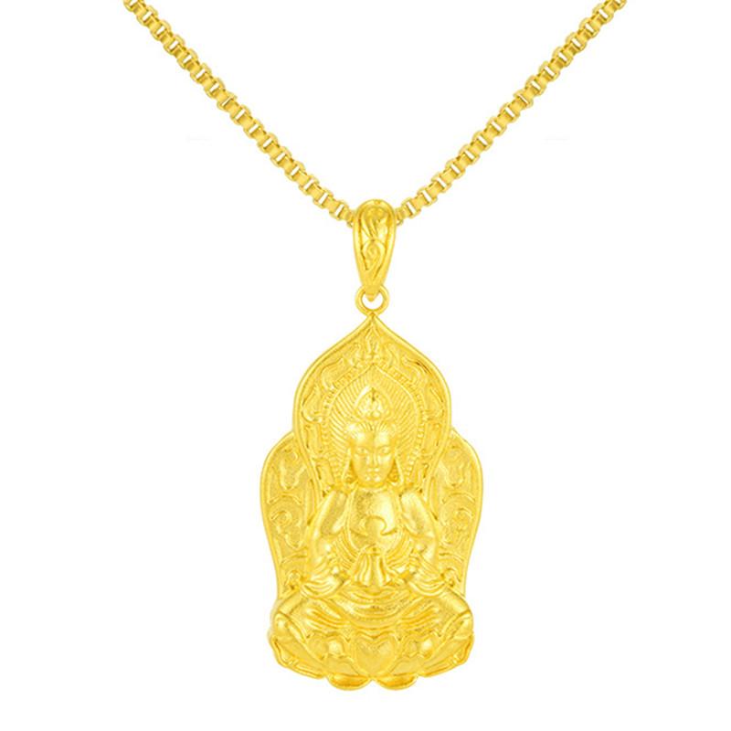 New Arrival 3D Gold Avalokitesvara Pendant Men Women Jewelry Quality Silver 925 Box Chain Necklace Male Blessing Accessories
