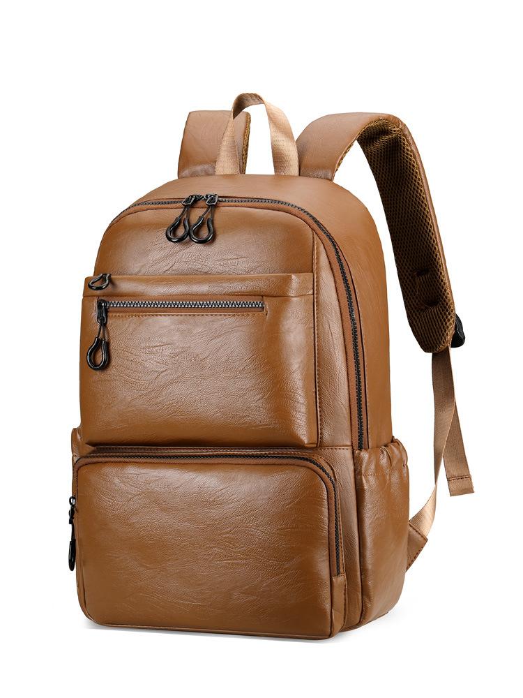 Leather Backpack PU Laptop Travel Outdoor Hiking Daypack for School Commute Students Men Women Unisex