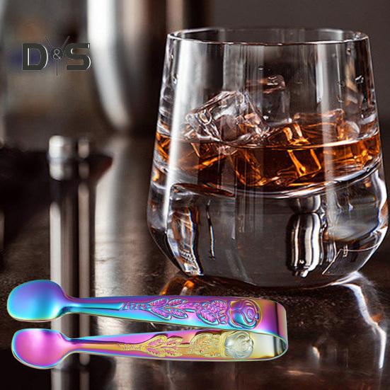 Stainless Steel Ice Cube Clip Rustproof Vibrant Color Comfortable Grip Round Head Sugar Food BBQ Pastry Tongs Kitchen Tool