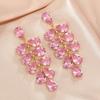 Floral Green Crystal Drop Earrings For Wedding And Party Wear