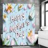 Happy Mother's Day Tulip Gift Blue Shower Curtain, Bathroom Decorative Shower Curtain, Waterproof Shower Curtain with Hooks