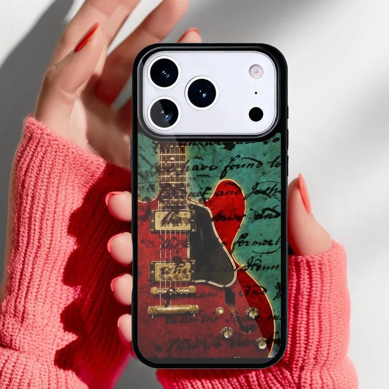 

Vintage Music Guitars soft Phone Case for iPhone 17 Air 16e 15 14 13 Pro Max Back Cover for 12 11 Pro Coque iPhone 14 Pro