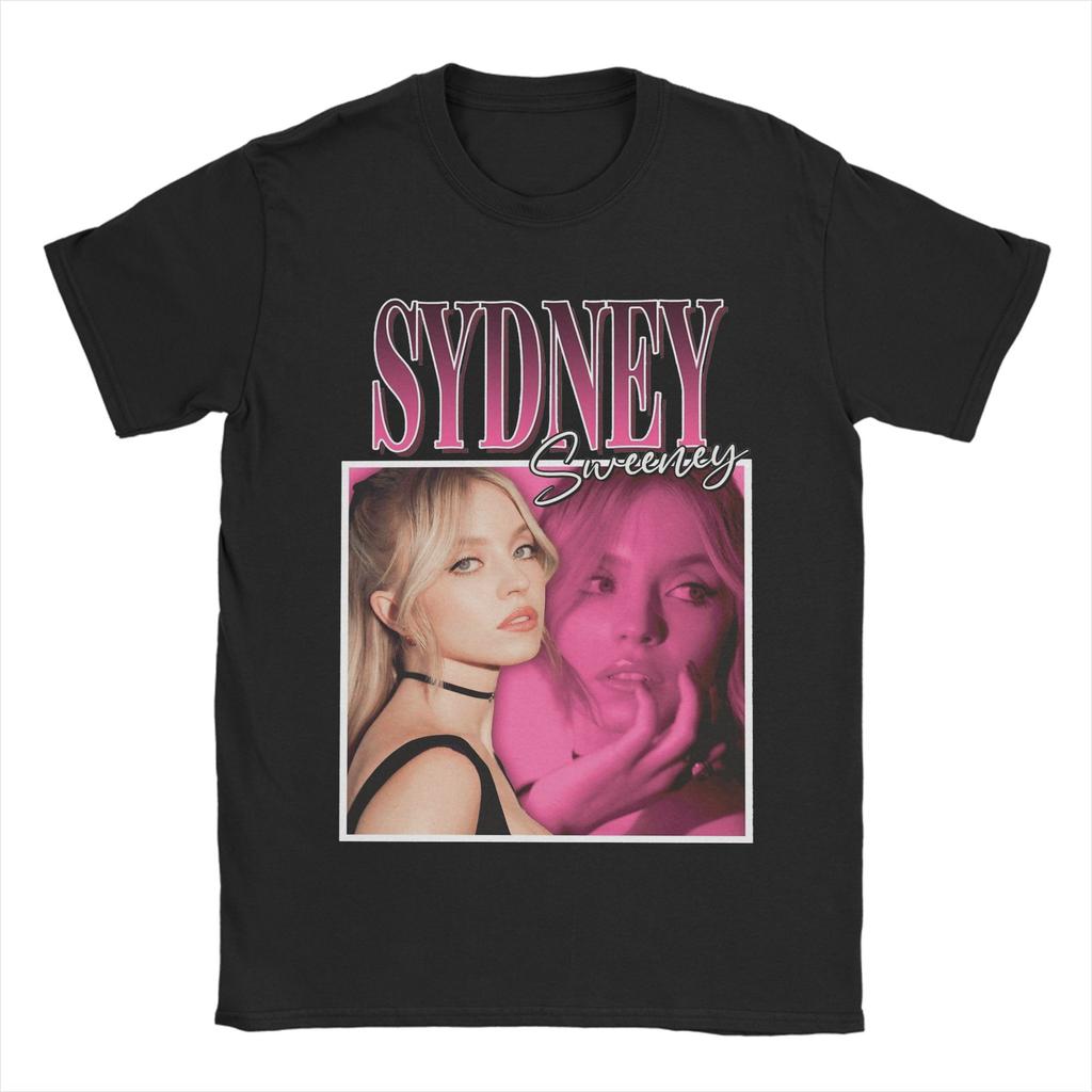 Sydney Sweeney T Shirts Unisex Pure Cotton Leisure TShirts Crew Neck Tees Short Sleeve Tops Birthday Present