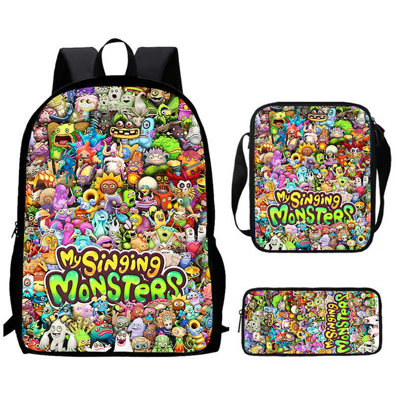 Zaino Anime Periferico My Singing Monster Borse Scolastiche da Uomo e da Donna