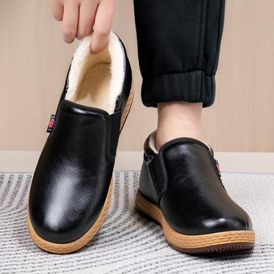 Winter New Velvet Thickened Old Beijing Cotton Shoes Warm Non-slip Waterproof Dad Shoes Soft Sole Lightweight One-pedal Boots