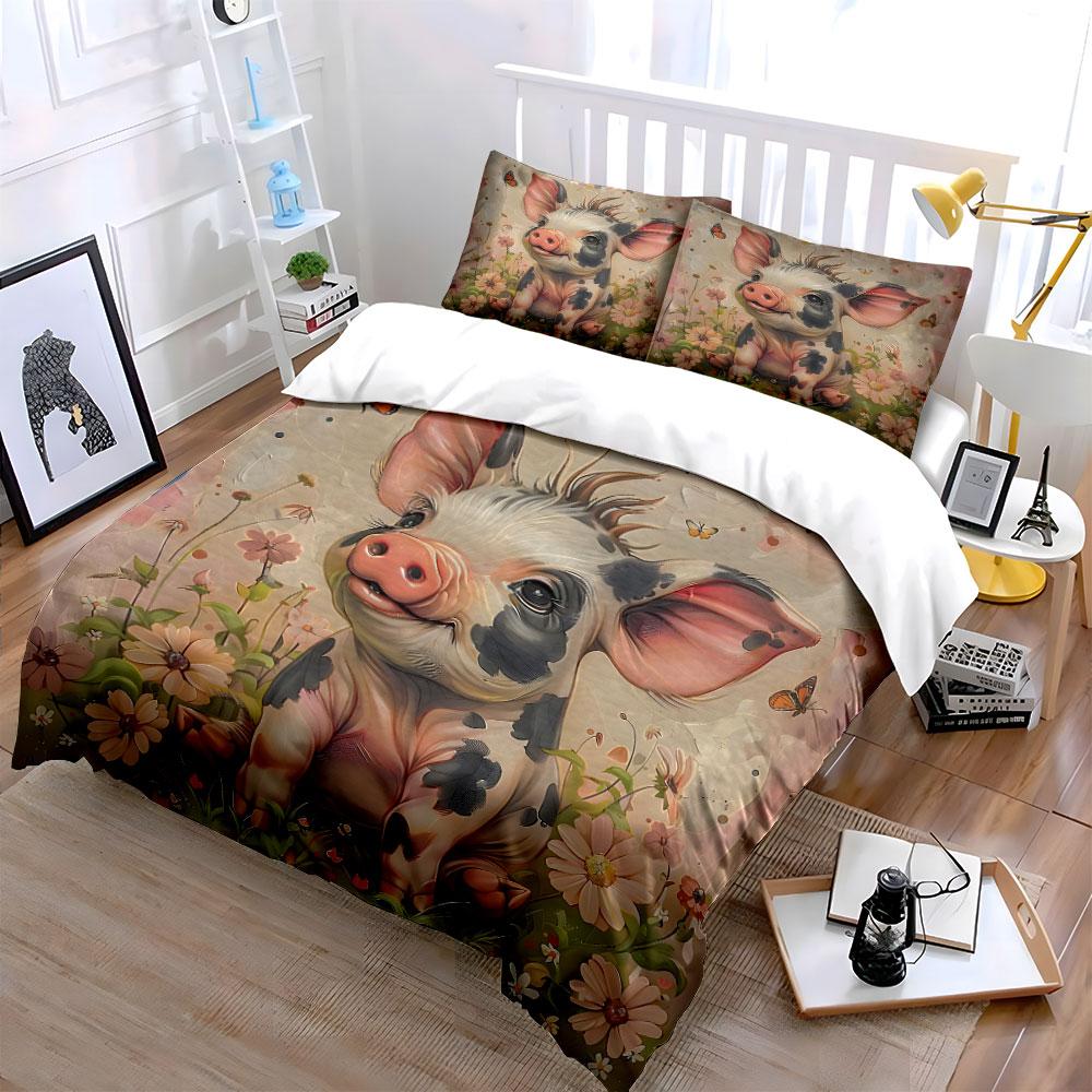 "Whimsical Piggy Paradise." Bedding Sets Duvet Covers Pillowcases(1* Duvet Cover 2* Pillowcases Without Duvet Insert)