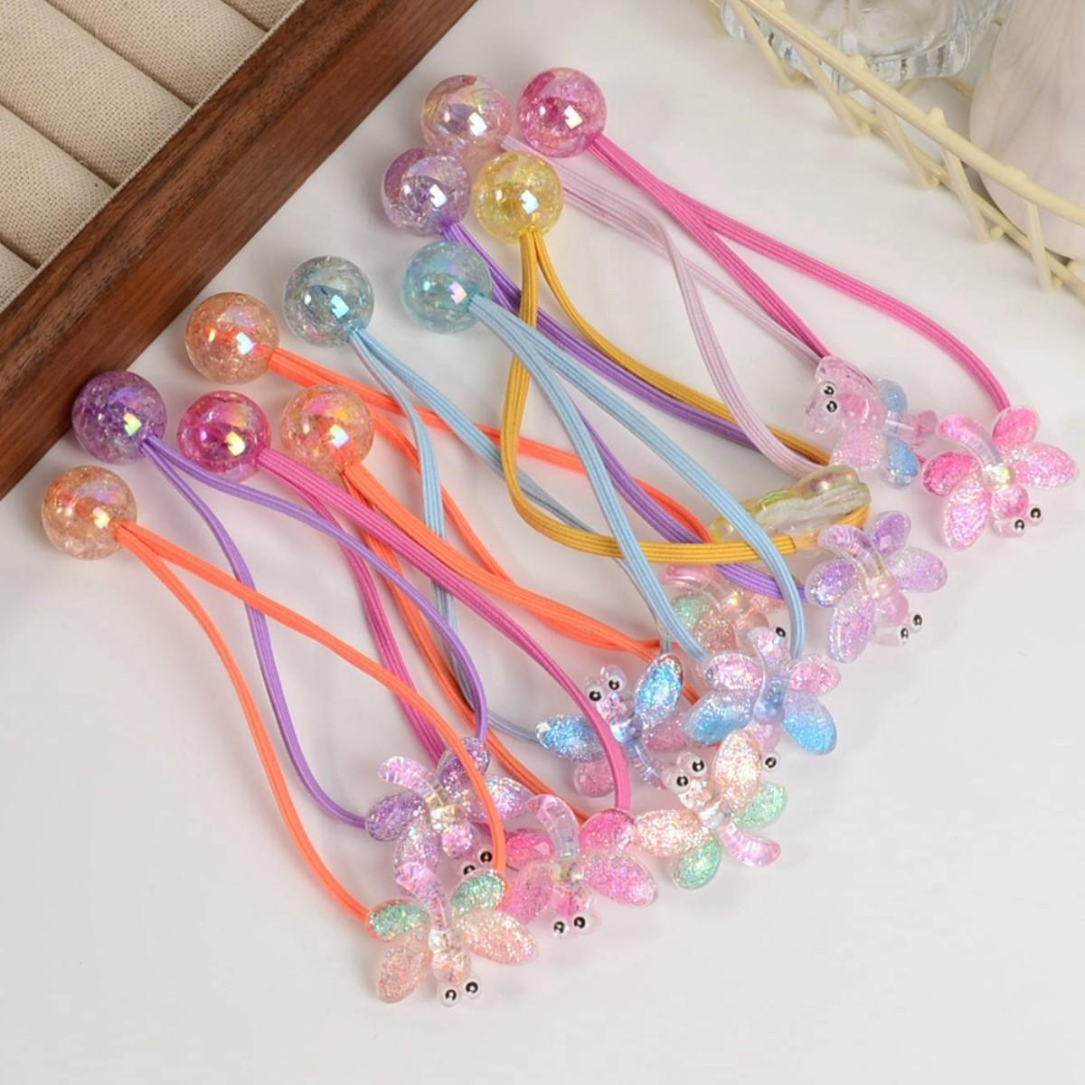 

6PCS Wrapping hair rope, candy colored headband, hair loop, rubber band, girls colorful beads, princess hair accessories