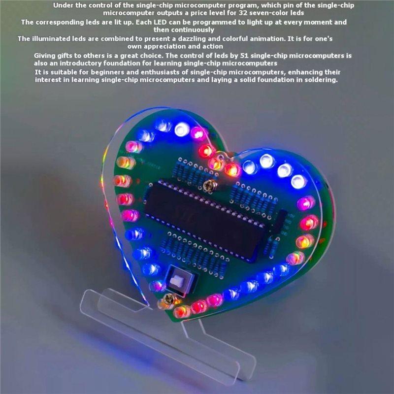 A34R PCB Soldering Practice Kit DIY Kit Electronic Multi-Function Heart-Shaped LED Digital Tube Display Clock